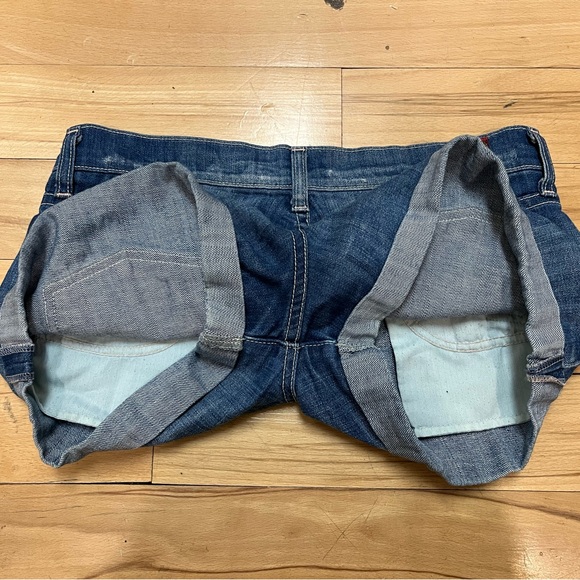 7 For All Mankind Mid Rise Denim Shorts Rolled Hem Distressed 25 (fits like 26) - Picture 6 of 6